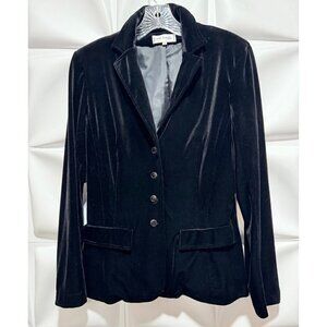 Anne Fontaine 3 Sz 8 Black Velvet Velour Blazer Suit Jacket Equestrian RARE